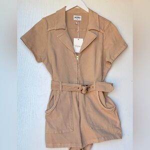 Show Me Your Mumu XL Outlaw Romper Tan Belted Shorts Western Boho New